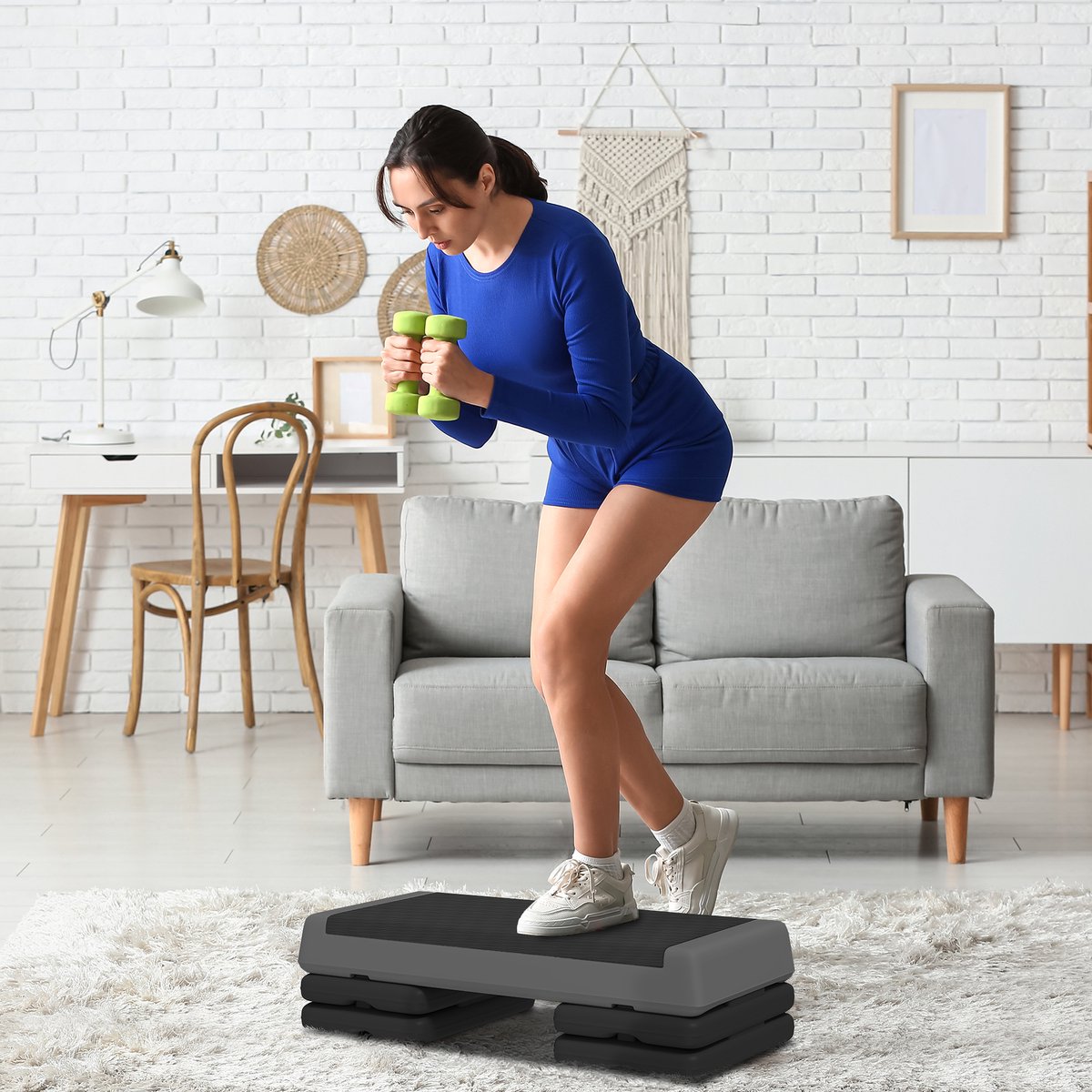 MODFU-Aerobic Stepper-Verstelbaar-Antislip-Kunststof-Grijs