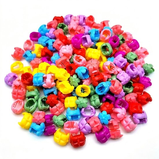Ensemble de 50 mini pinces à cheveux – multicolore – petites pinces à cheveux en forme de fleur en plastique – petits accessoires capillaires pour filles et femmes