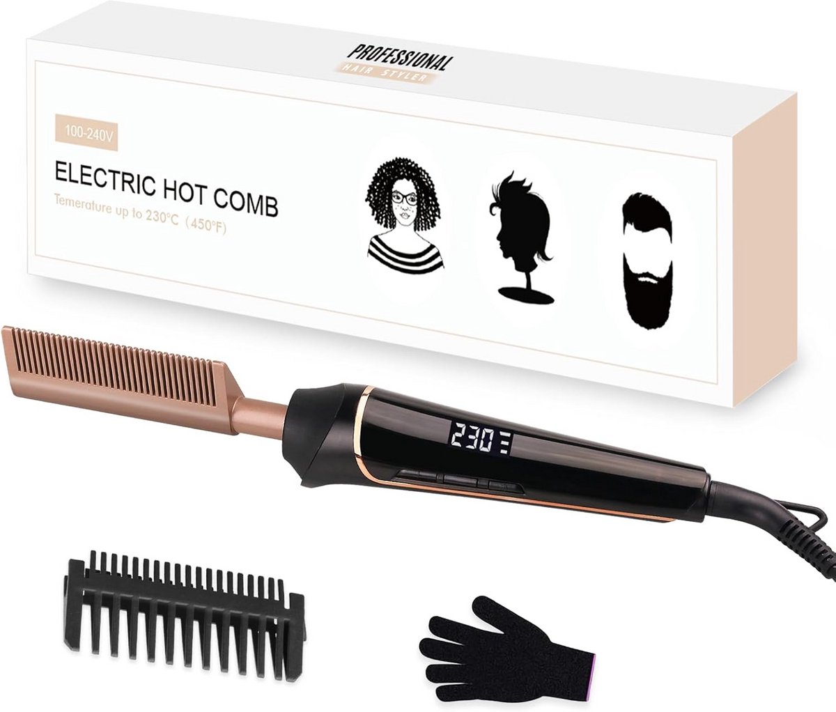 Baardstijltang en Haarborstel voor Mannen - Keramische Coating & Verstelbare Temperatuur