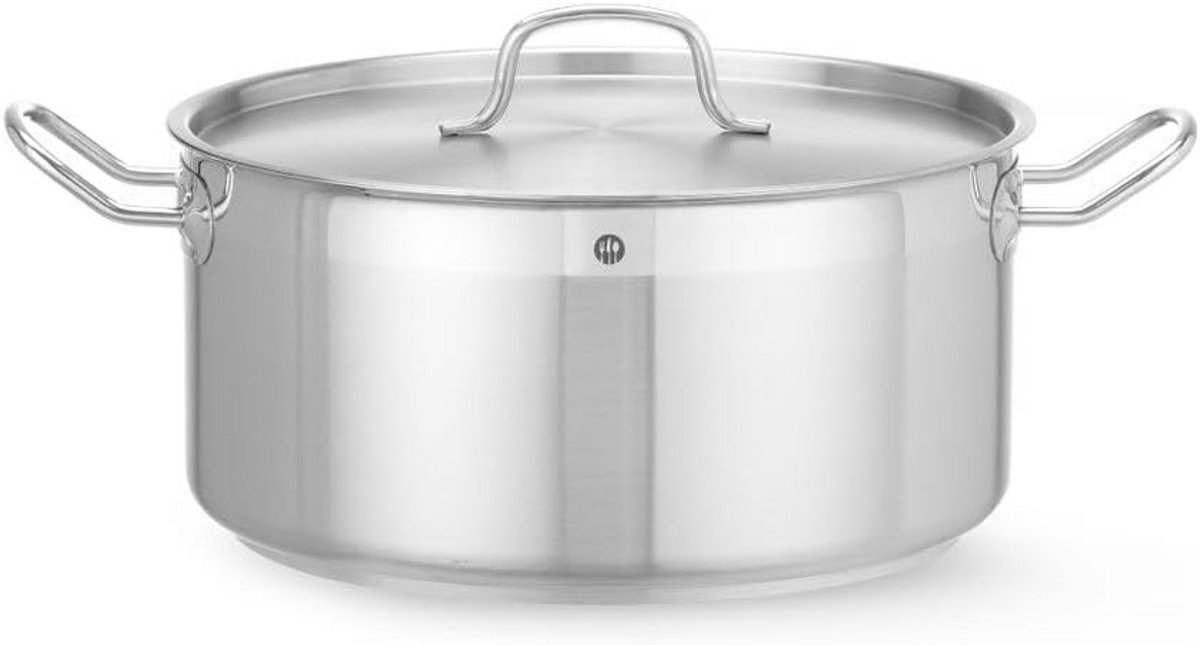 Grote Kookpan Laag met Deksel - 12 Liter - Ø320mm - Professionele Kwaliteit