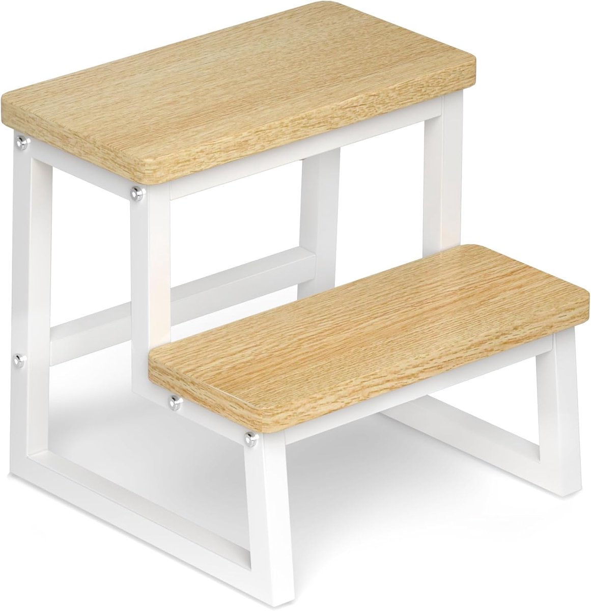 Stevige Houten Opstapkruk met Antislip voor Volwassenen en Kinderen, Max 226 kg
