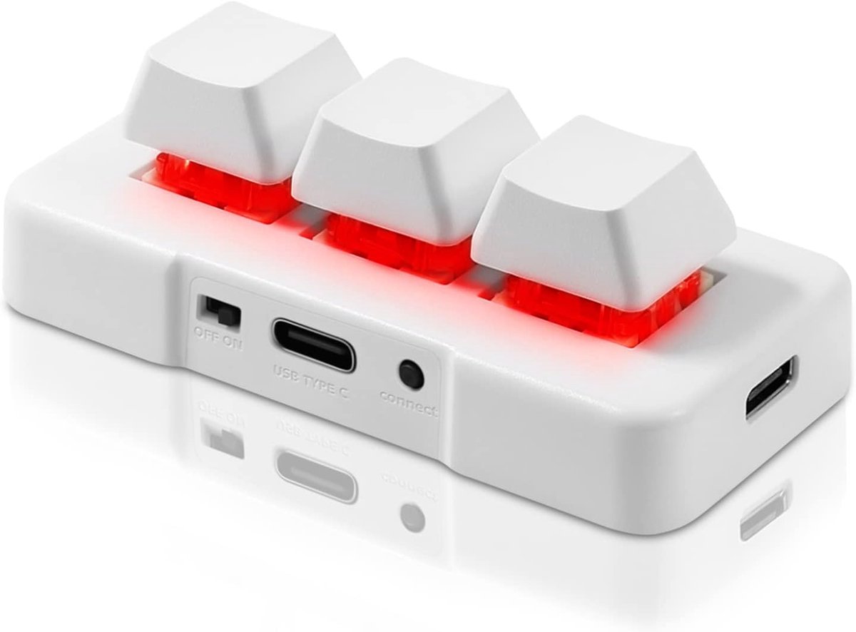 Draadloos 3-Toetsen Mini Mechanisch Toetsenbord met RGB LED thumbnail 6