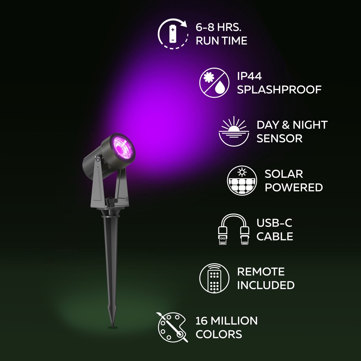 Calex Aosta Solar Spotlight 3-Pack - RGBIC + instelbare wittemperatuur thumbnail 4
