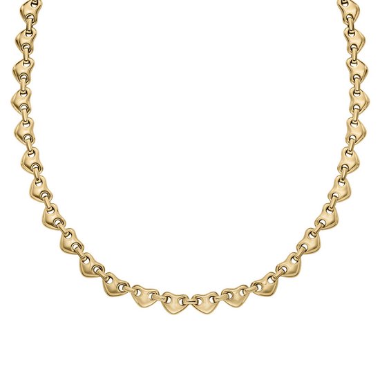 Gouden Emporio Armani collier met hartvormige schakels.