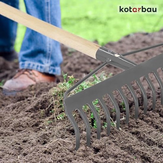 KOTARBAU® Tuinhark, Gazonhark, Bladhark, Metaal, 41 cm, Grijs, Tuinhark voor Gazon, 16 Tanden, Stevige Hark, Waaierbezem, Robuust Tuingereedschap, zonder Steel van KOTARBAU — afbeelding 4