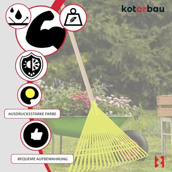 KOTARBAU® Bladhark, Tuinhark van Kunststof, 55 cm, Kersen, zonder Steel, Gazonhark, Waaierbezem, Lichtgewicht Hark, Stevige Hark van Merkloos	 — afbeelding 5