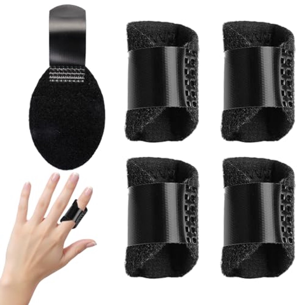 Verstelbare Finger Splinten - Bescherming en Ondersteuning voor Vingers - Zwart, 4.2 x 9.5 cm