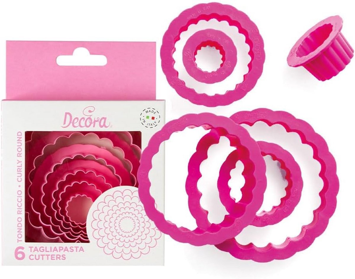 Set van 6 Ronde Geschulpte Koekjesvormen