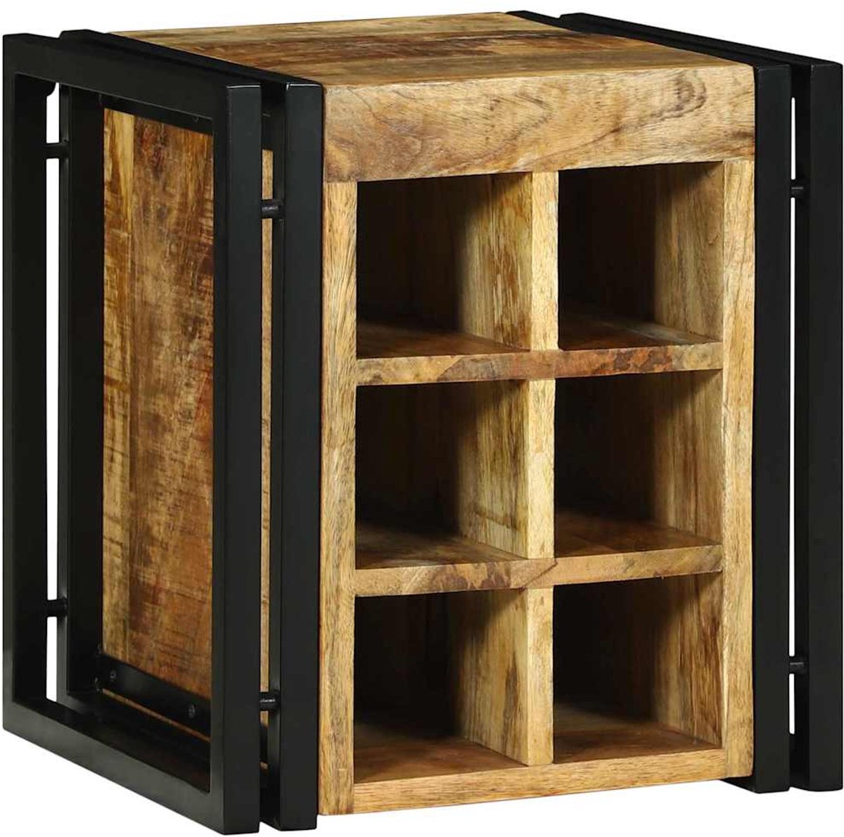 vidaXL - Wijnrek - Bruin - en - Zwart - 35 - x - 35 - x - 39 - cm - Massief - Mango - Hout
