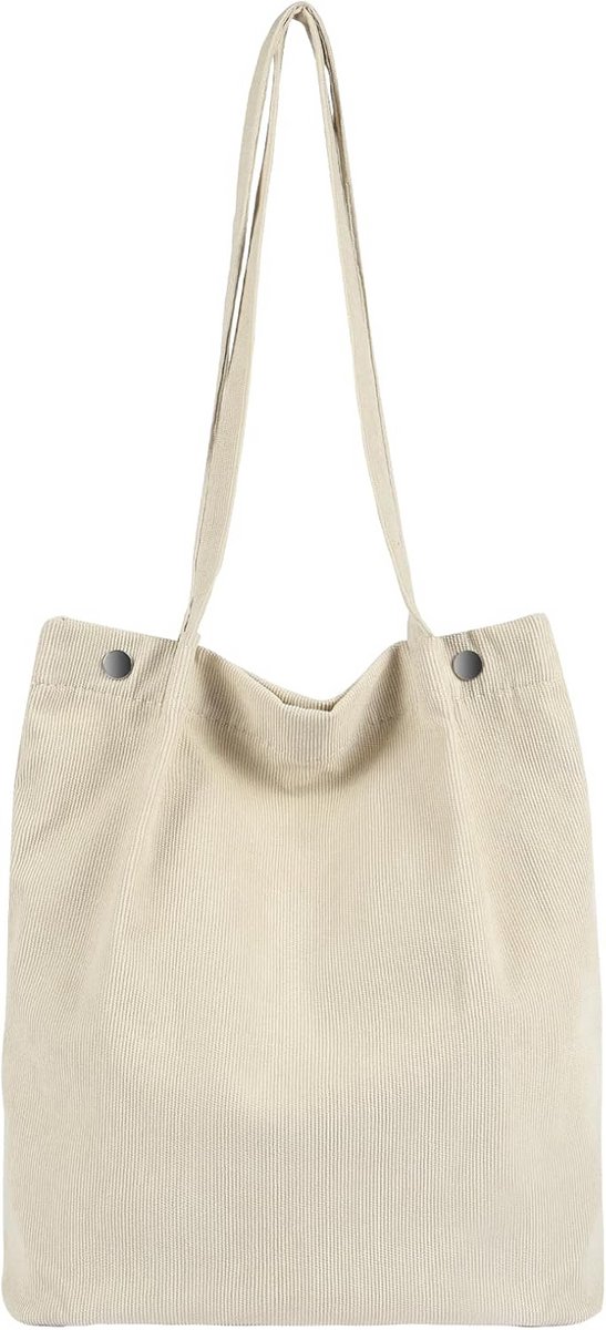 Grote Corduroy Draagtas voor Dames - Casual Schoudertas met Magnetische Sluiting