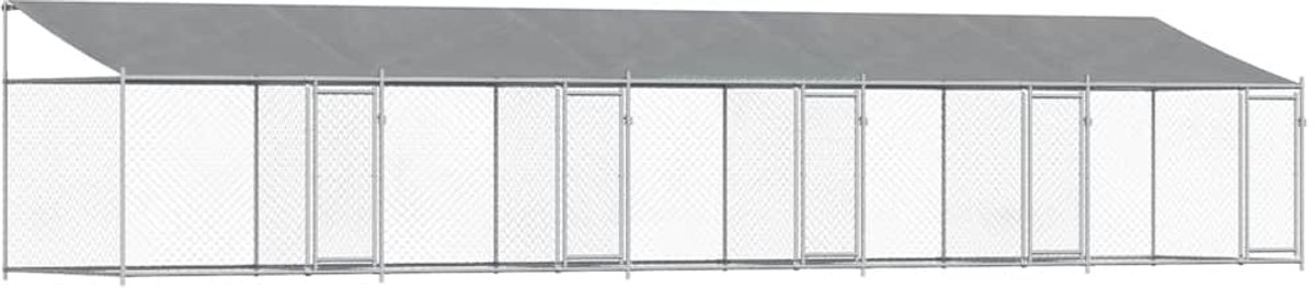 Bol.com vidaXL - Hondenhok - met - dak - en - deuren - 10x2x2 - m - gegalvaniseerd - staal - grijs aanbieding