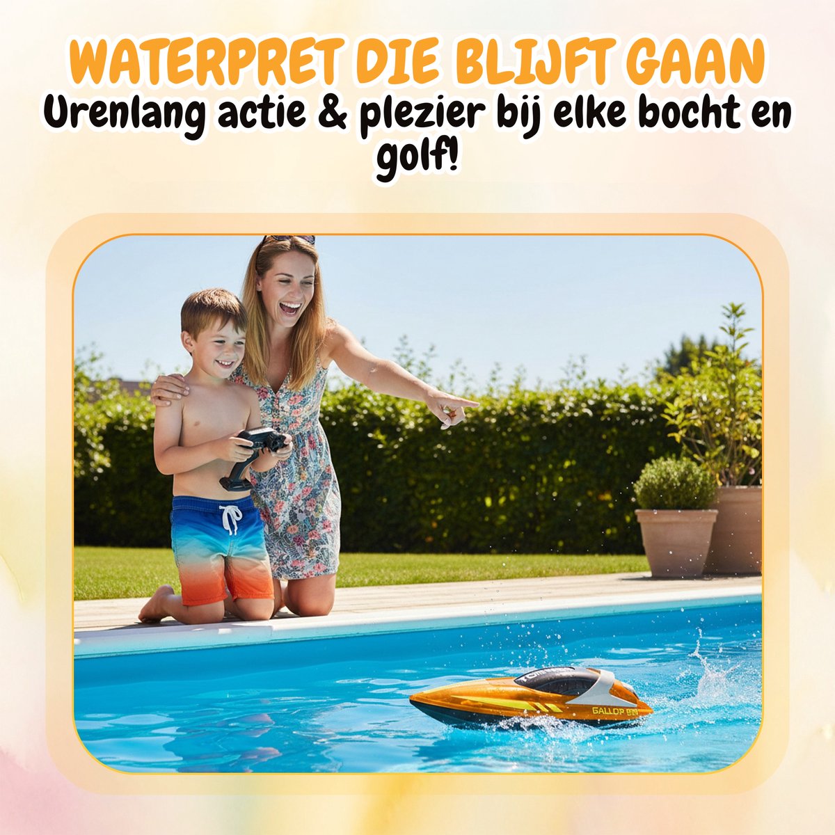 Pumpify Bestuurbare Boot – Waterspeelgoed – Met LED Verlichting – RC Boot – Snelheid Tot 15 km/h – 60m Bereik – Speelgoed Boot – Speedboot – Afstandsbestuurbare Boot - Speelgoed – 5 jaar – 6 jaar – 7 jaar – 8 jaar – 9 jaar – 10 jaar – Oranje — afbeelding 7