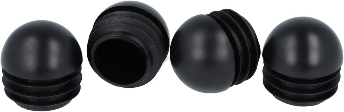 4x Zwarte Lamellenpluggen met Kogelkop voor Ronde Buis 22,9-25,0 mm