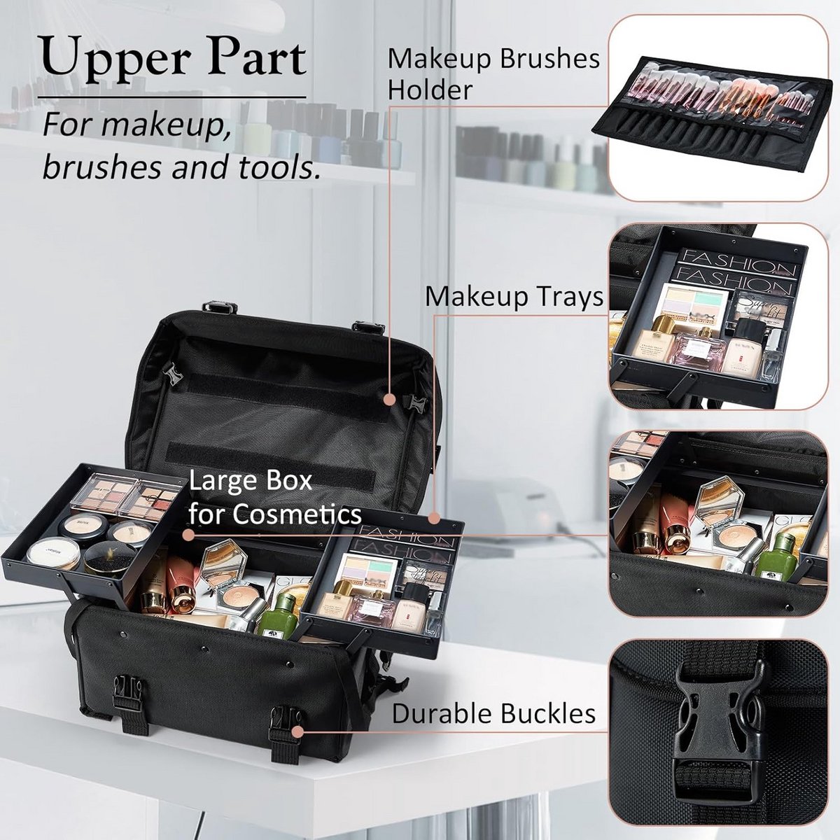 Grote Verrijdbare Make-up Koffer met 8 Laden voor Professionals