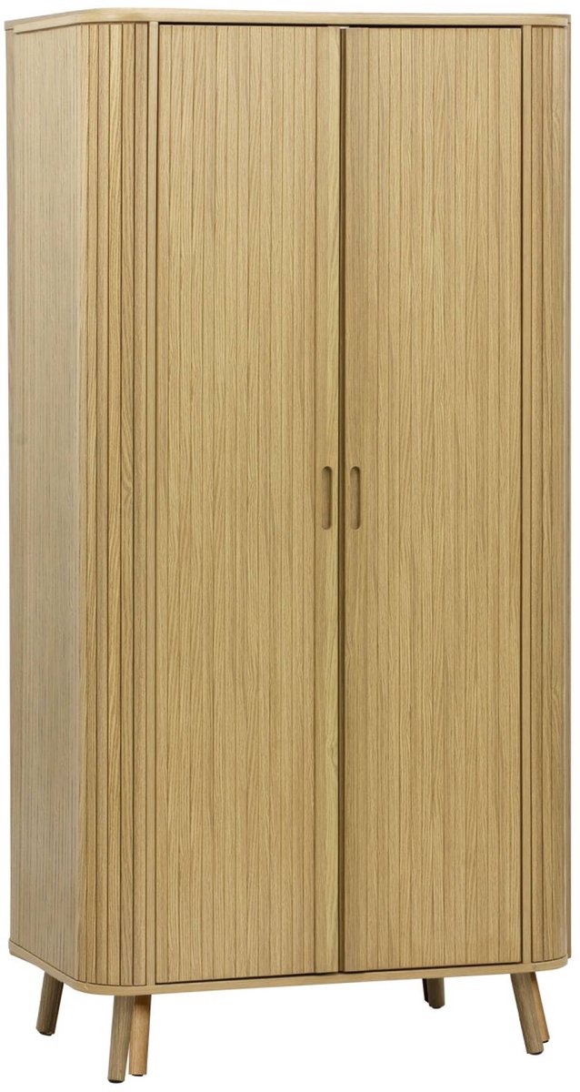 sweeek Scandinavische kledingkast gegroefd houteffect 2 schuifdeuren 90cm - legacy Naturel