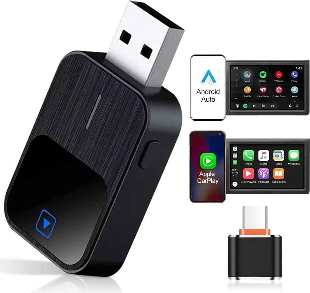 Draadloze CarPlay en Android Auto Adapter 2-in-1 - Zet Bekabeld Om naar Draadloos | Plug & Play