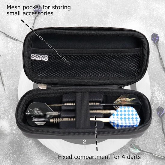 Stevige Dart Koffer Zwart voor 4 Darts, Flights en Accessoires | Compact Dart Opbergsysteem — afbeelding 3