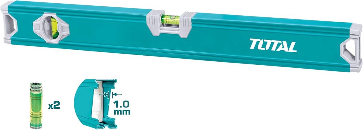 Waterpas 100 cm Aluminium met 2 Bubbels voor Horizontaal en Verticaal Meten