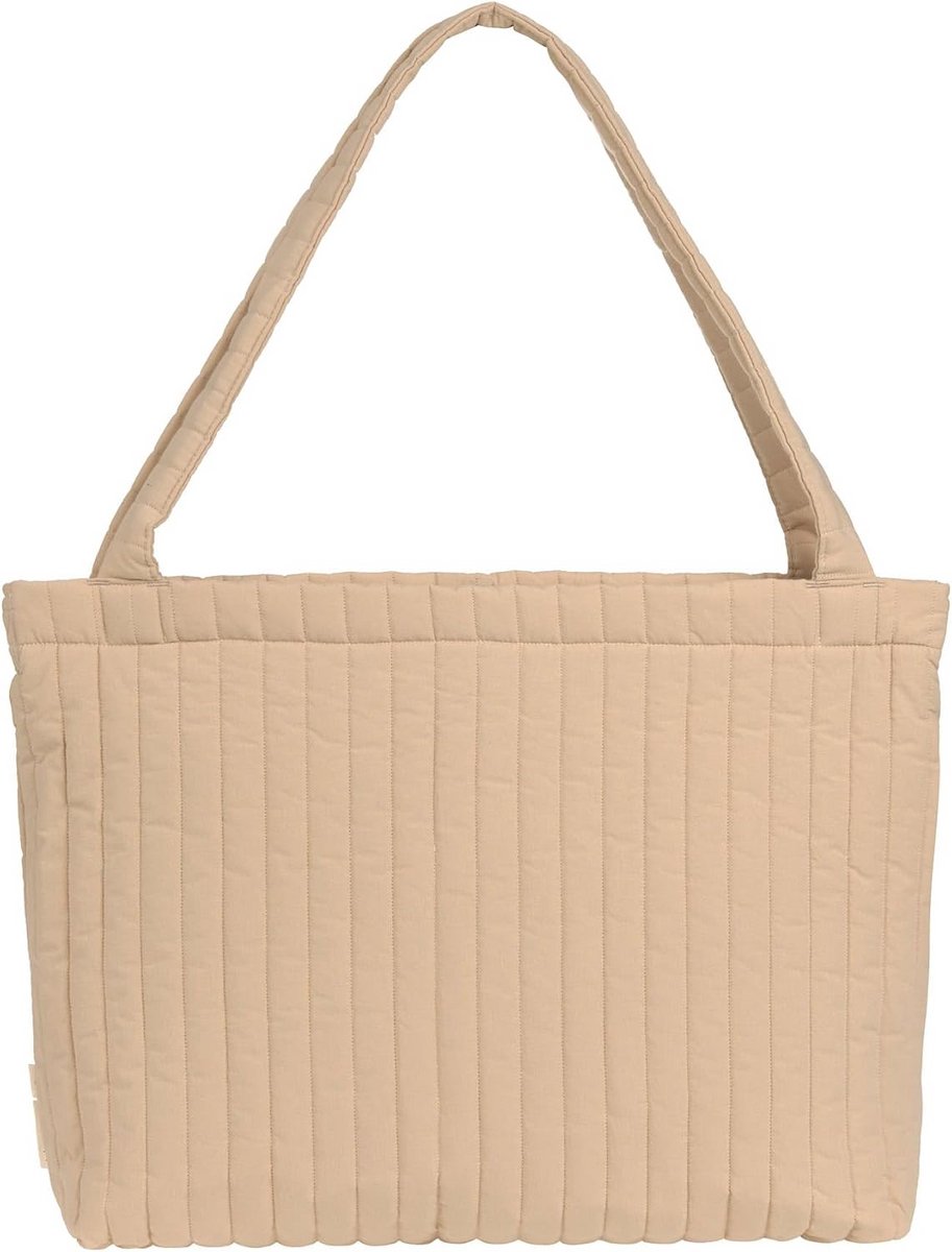Grote Luiertas Shopper met Kinderwagenbevestiging - Beige Katoen