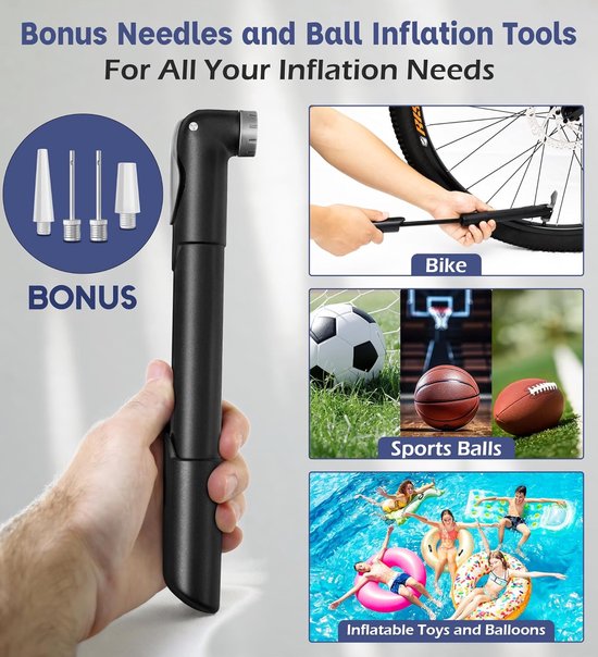 Fietspomp met drukmeter Draagbare Mini Pomp - Presta Schrader Ventiel - Racefiets Mountainbike Voetbal Inflateerbare Accessoires fietspomp met drukmeter — afbeelding 5