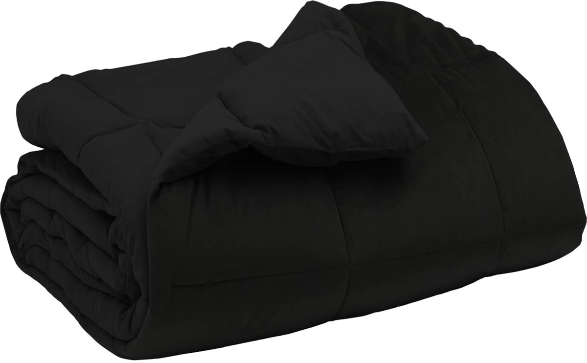 vidaXL - Winter - Duvet - Gekwilt - Zwart - 220 - x - 240 - cm - Microvezel