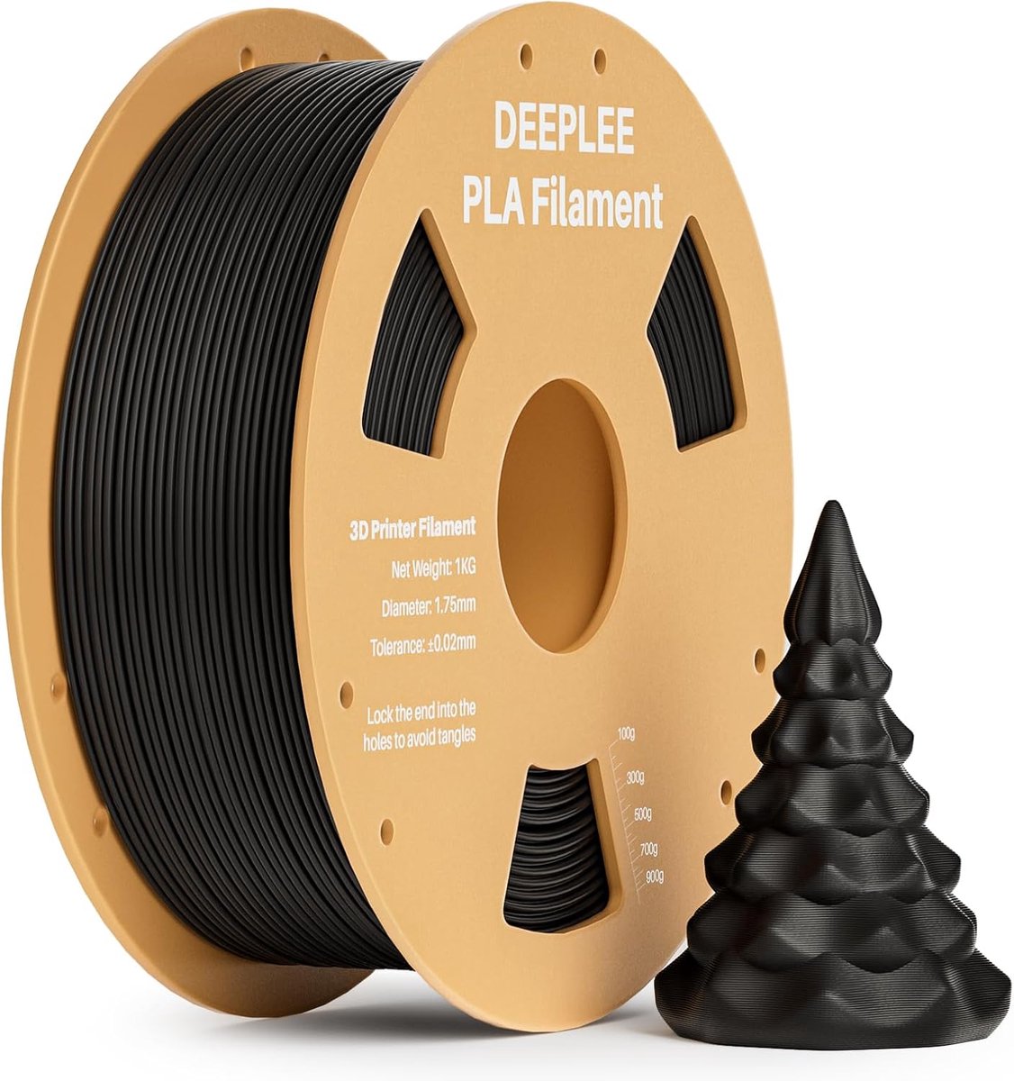 PLA Filament 1.75 mm Zwart - 1 kg 3D Printer Materiaal - Hoge Maatnauwkeurigheid +/- 0.02 mm voor FDM Printers