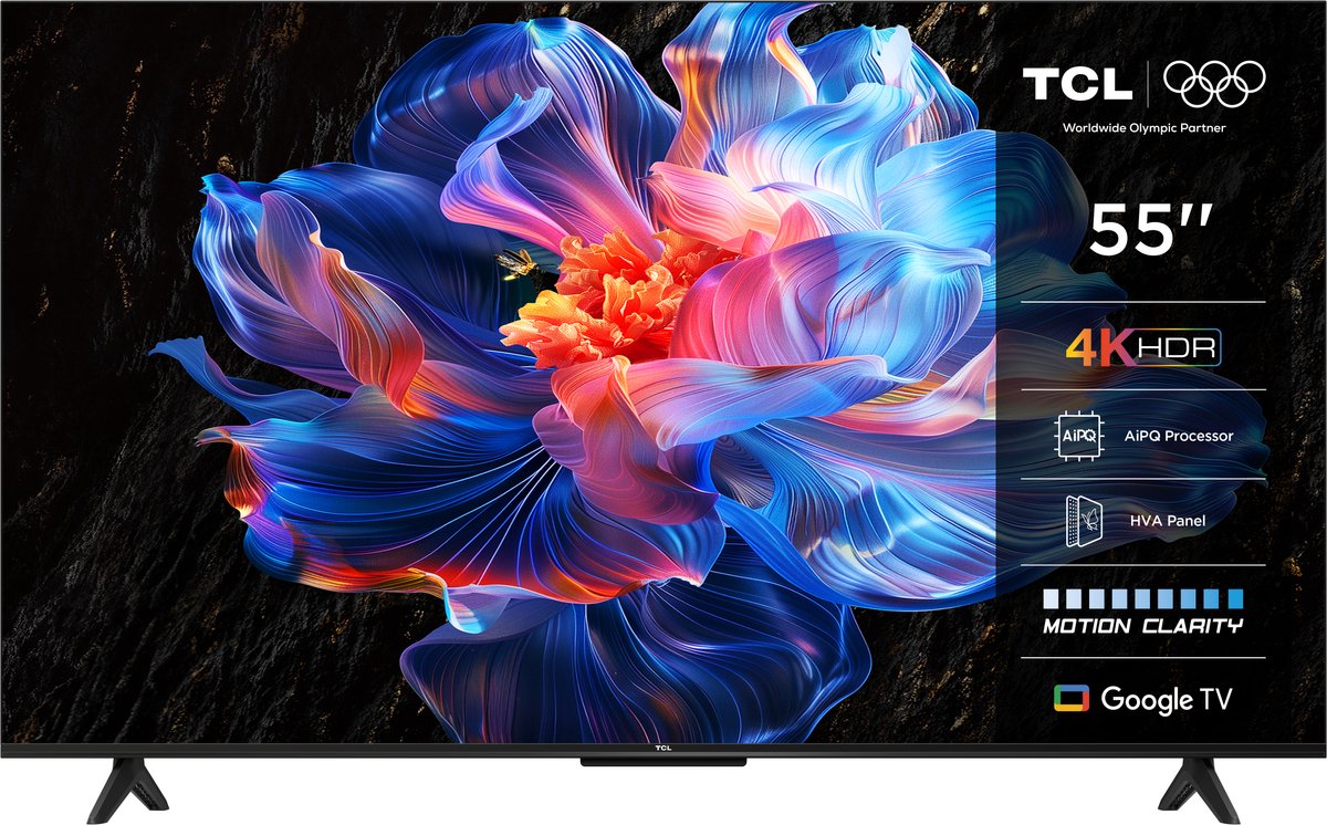 TCL 55V6C 55" 4K Ultra HD DLED Smart TV met Google TV - TCL - €329,00