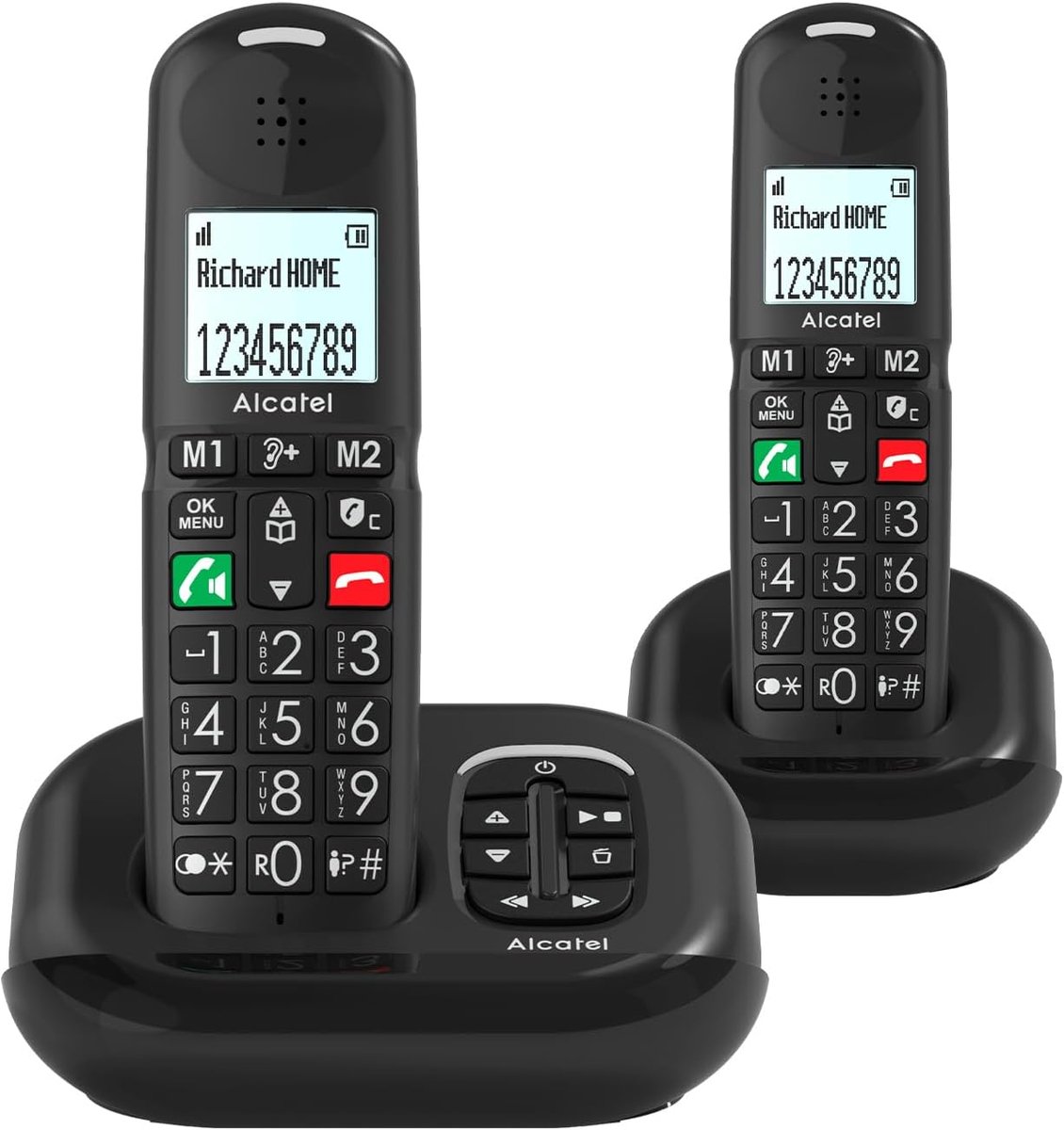 Extra Grote Draadloze DECT Seniorentelefoon met Antwoordapparaat en 2 Hoornen
