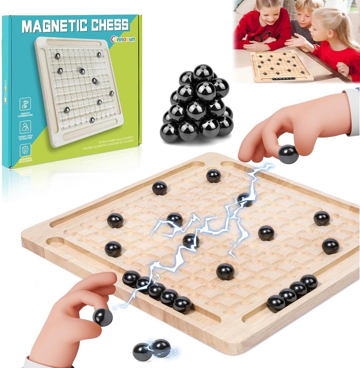 Magnetisch Schaakspel Houten Bord - Draagbaar Reisspel voor Kind en Gezin