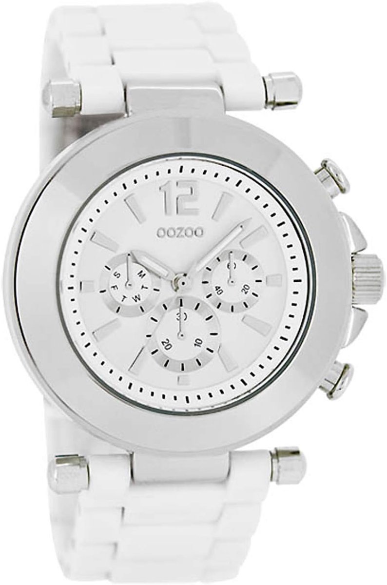 XL Polshorloge Wit met Kunststof Band - Groot Model Outlet Voordeel