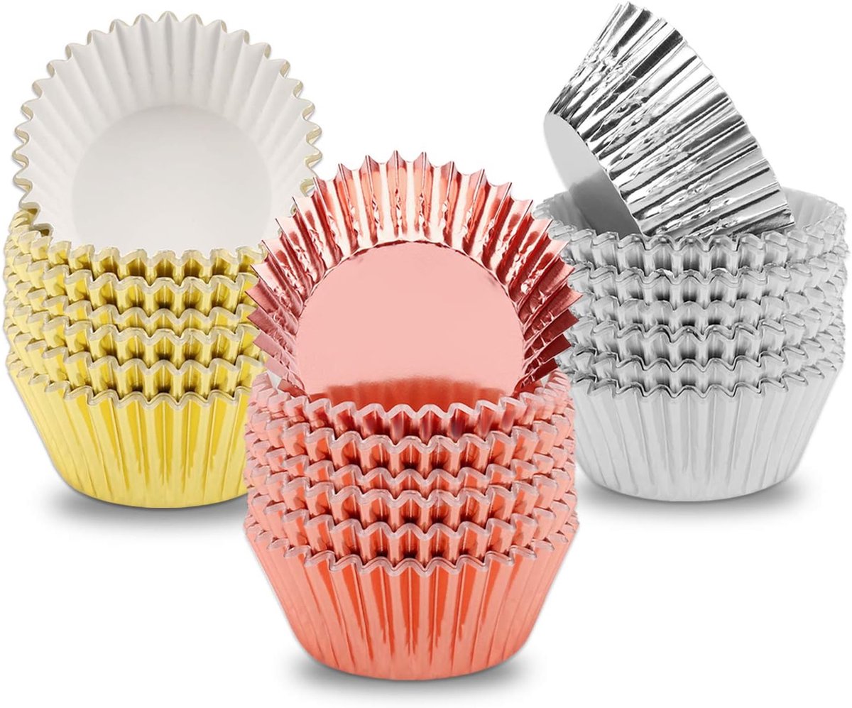 Set van 300 Metallic Cupcakevormpjes - Goud, Zilver en Roségoud Bakvormpjes