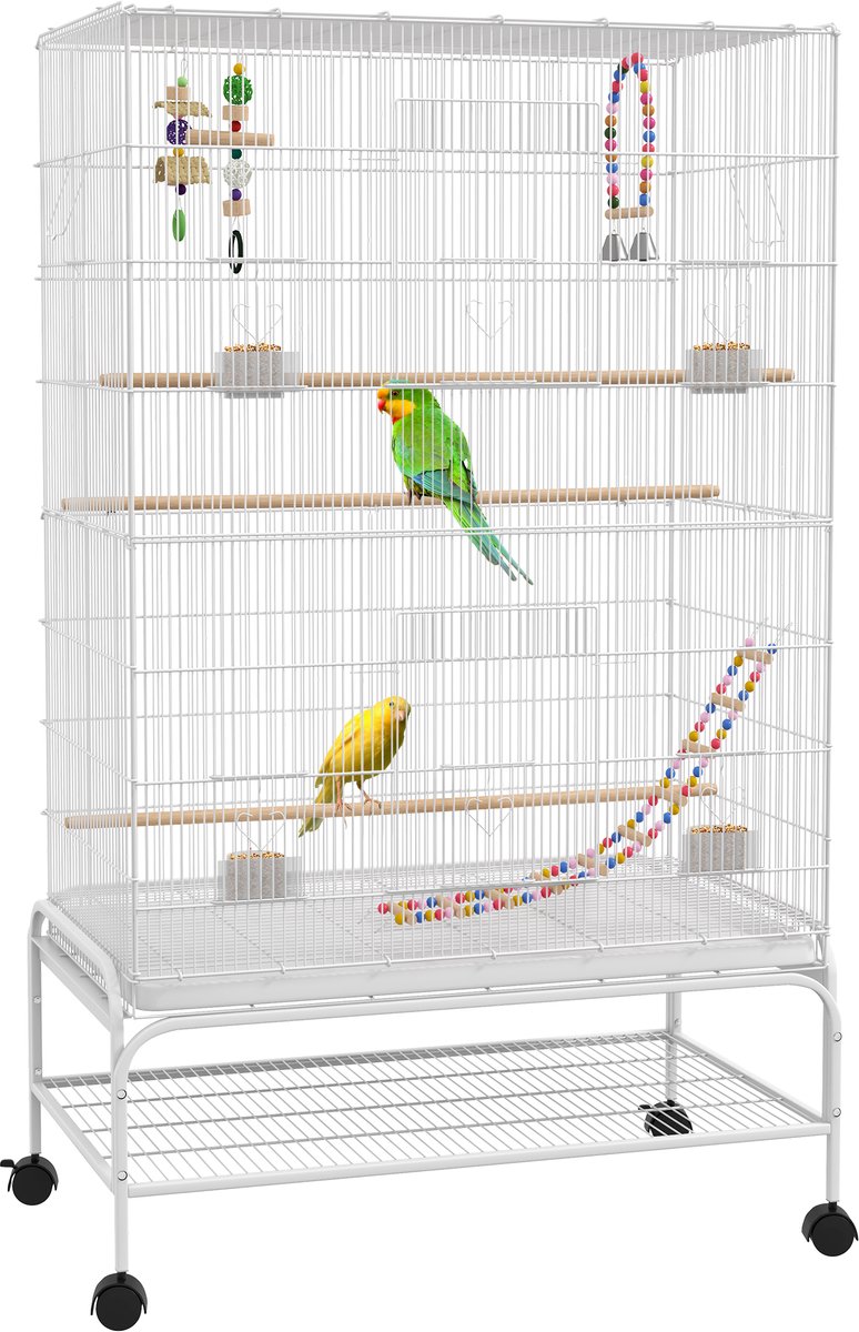 PawHut Vogelkooi - Metaal - 79x49x133cm - Wit