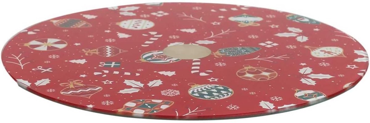 Elegante Draaiplateau voor Kerstdiner - Praktische Serveerschaal Ø30 cm Wit/Rood
