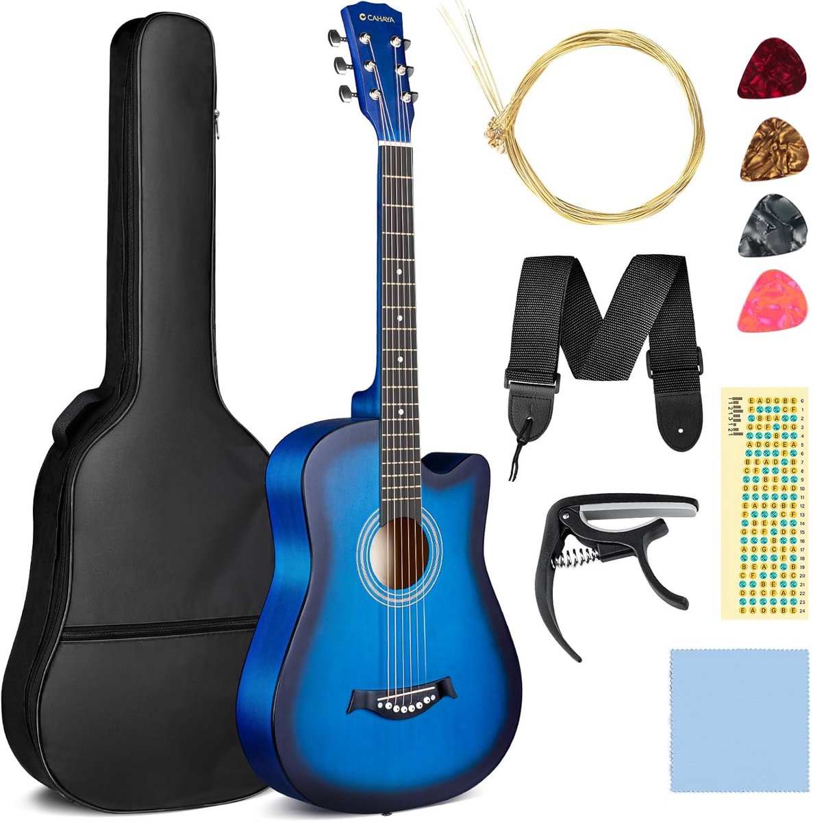 Akoestische Gitaar Set voor Beginners en Kinderen, Inclusief Tas en Accessoires