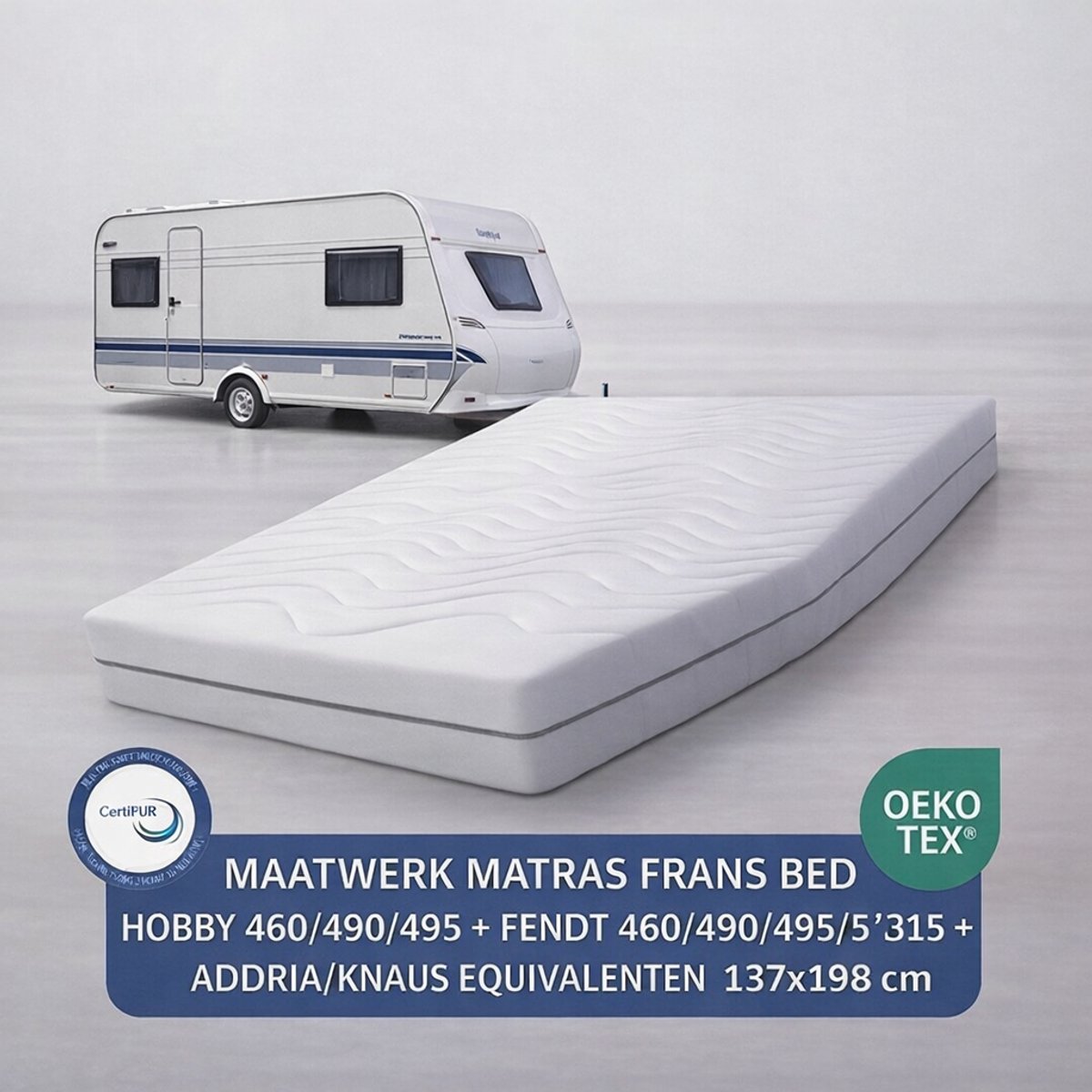 Easy Bedden EasyBedden® Matras Fransbed opmaat caravan matras Pluto 137x198 Koudschuim HR55 circa 16 cm Wit