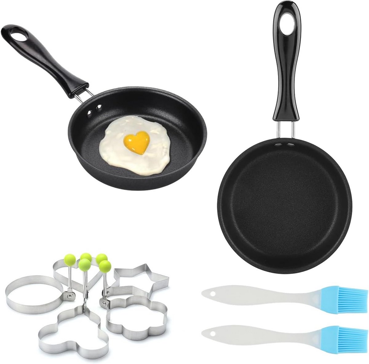 Set van 2 Mini Koekenpannen 12 cm Antiaanbak, Geschikt voor Inductie en Camping