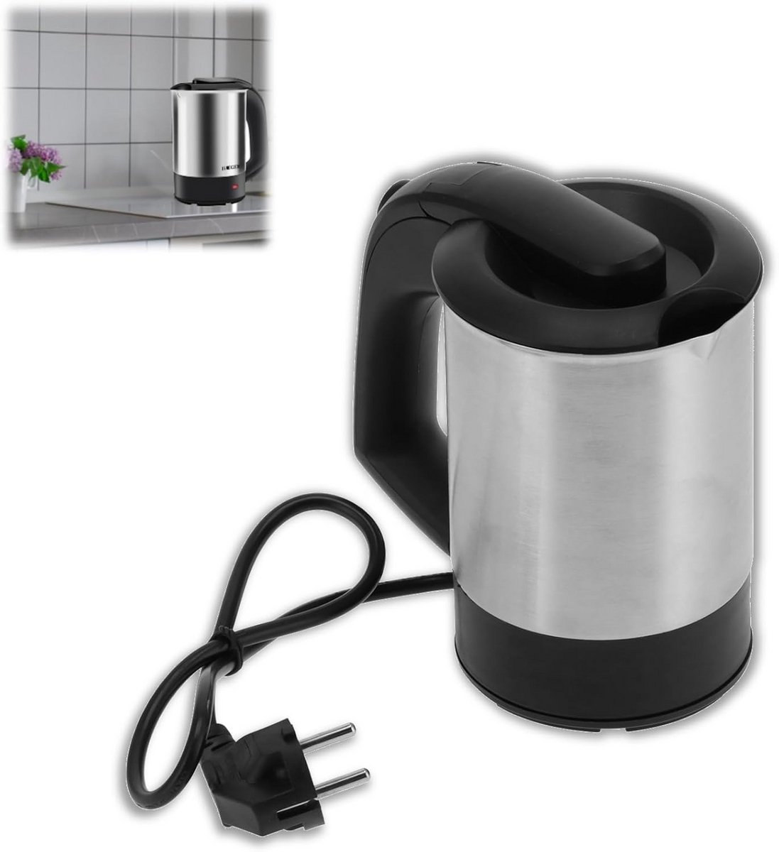 Rvs Waterkoker 0.5L - Draagbaar Mini Waterkoker voor Reizen en Onderweg
