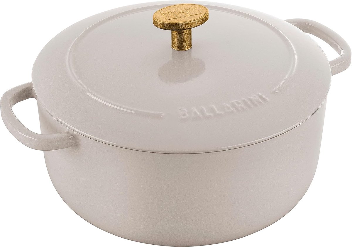 Ronde Ovenschotel van Gietijzer - Voorzien van Emaille Coating - 20 cm - 2.5 Liter - Ivoorwit