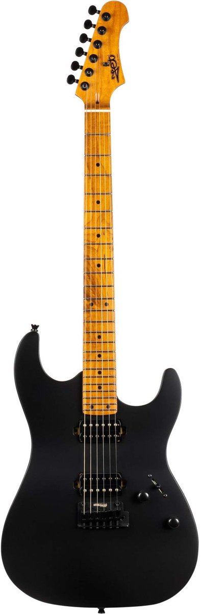 JET JS-500 MBK S-style Elektrische Gitaar HH Wilkinson Tremolo Roasted Maple Toets Mat Zwart
