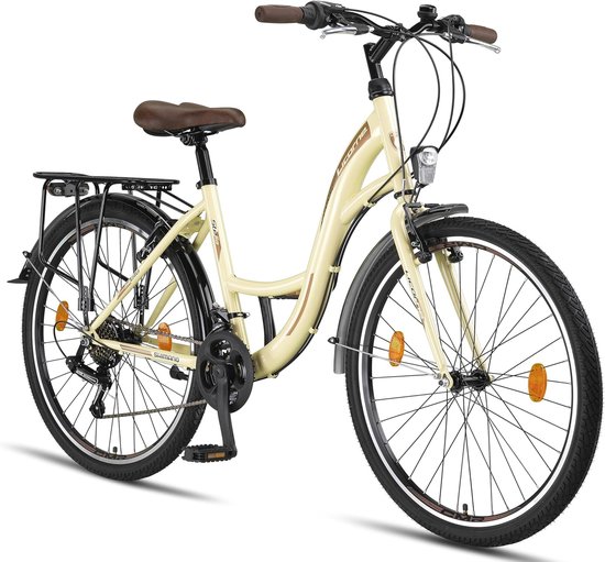 Achterwiel/velg 26 x 1,75 inch vrijloop, 7 versnellingen, standaardaansluiting aluminium/staal, 26 x 1,75 inch, stadsfiets, inclusief bevestigingsmoeren en flap
