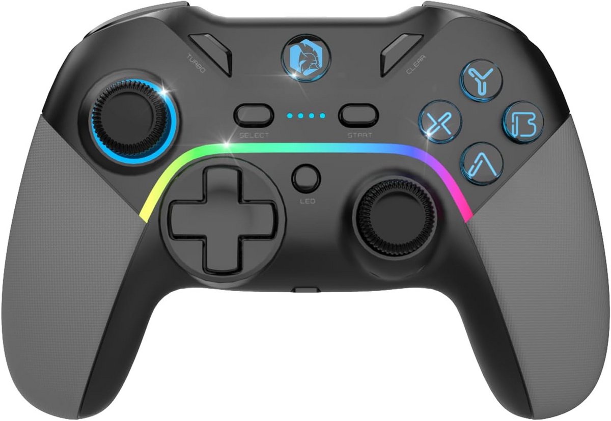 Draadloze Gamecontroller met 2,4GHz voor PC, PS3 en Switch - Trilling en RGB Verlichting