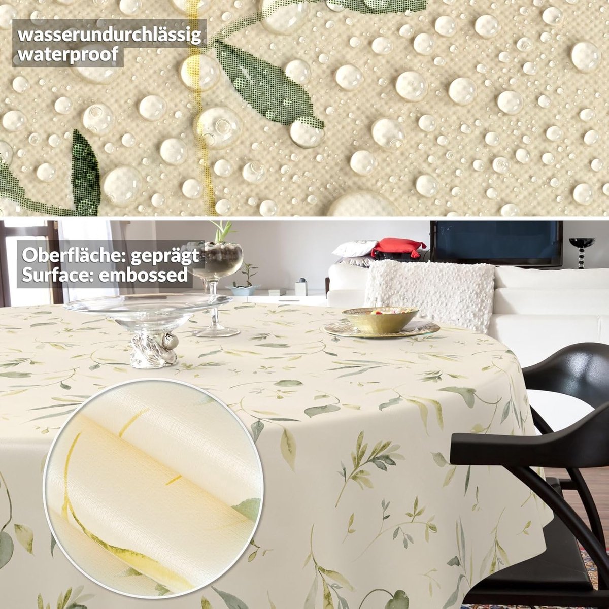 Rond, Afwasbaar Tafelkleed 120 cm Waterafstotend Tafelzeil met Bloemenprint