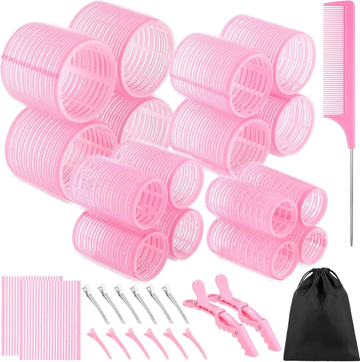 Zelfklevende Haarrollers Set met Clips voor Volume in 4 Maten