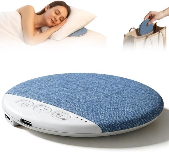 Bluetooth kussenluidspreker met witte ruis, botgeleiding, draadloos, stereo bas, slaapondersteuning blauw