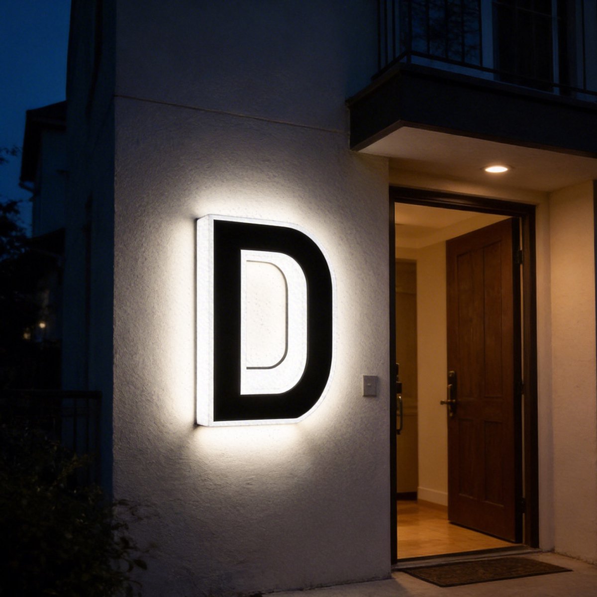 LED-Deurnummerverlichting - Groot Lettertype - Buitenhuisbord - Geschikt Voor Deuren, Poorten, Woningen, Winkels (D)
