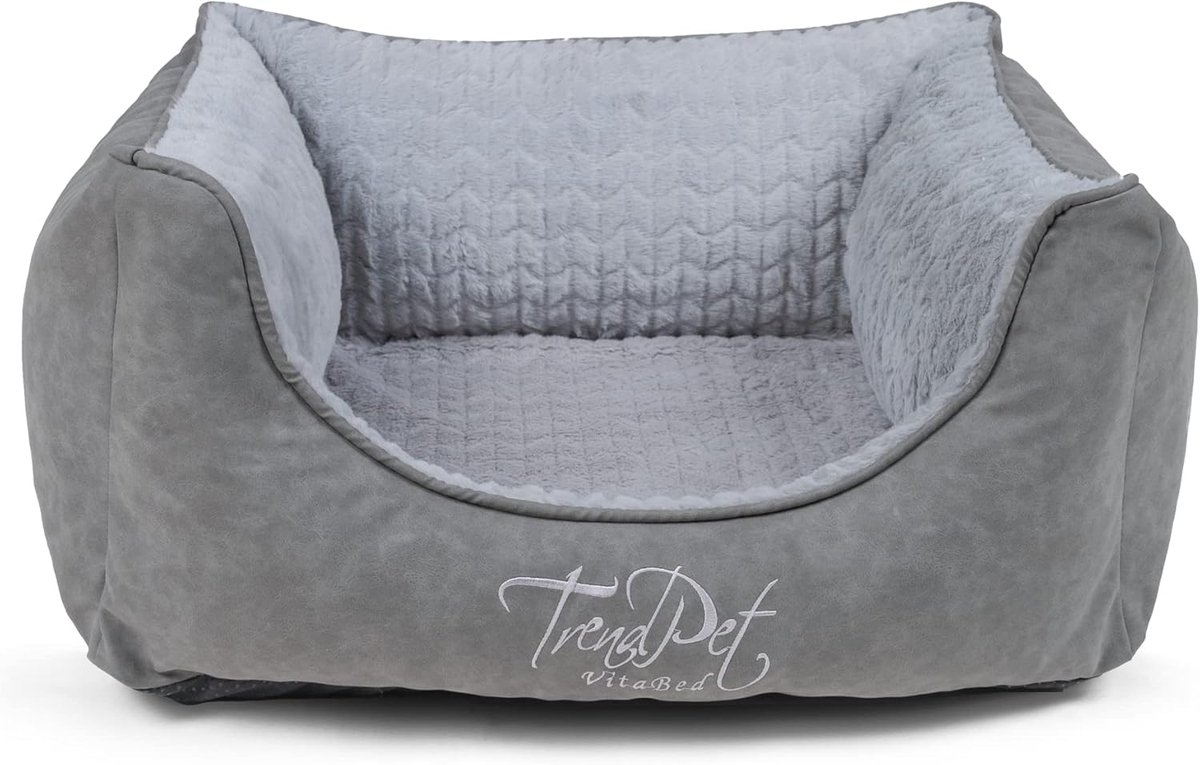 Orthopedisch Hondenkussen met Luxe Faux Leer, Grijs (60x50 cm)