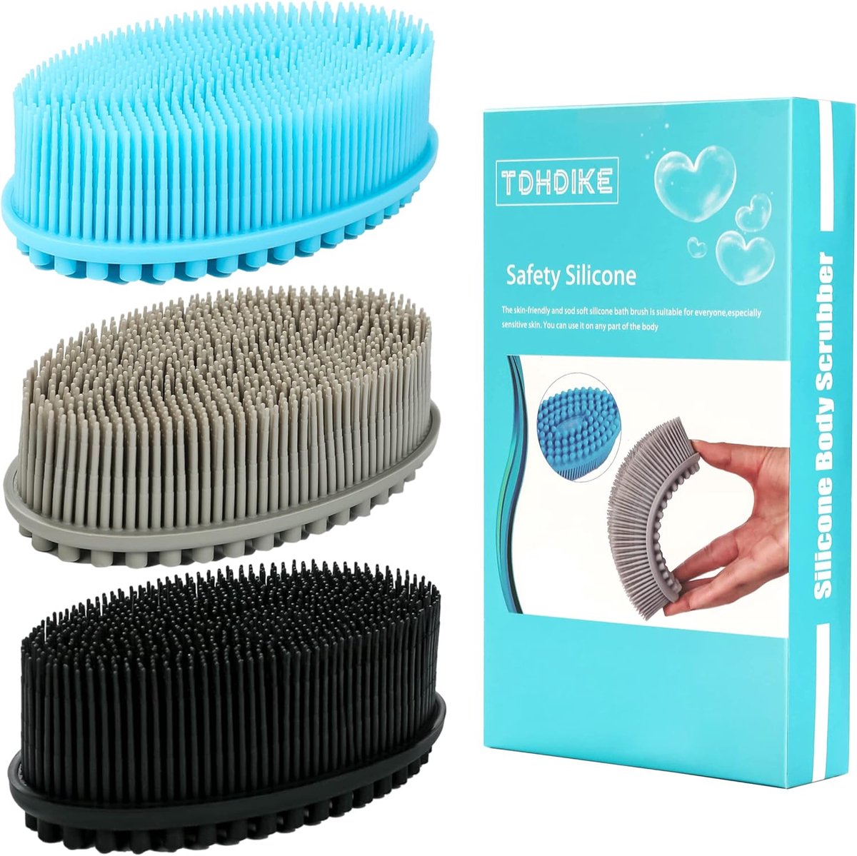 Set van 3 Siliconen Body Scrubber Borstels - Zacht Exfoliërend voor Douche en Bad