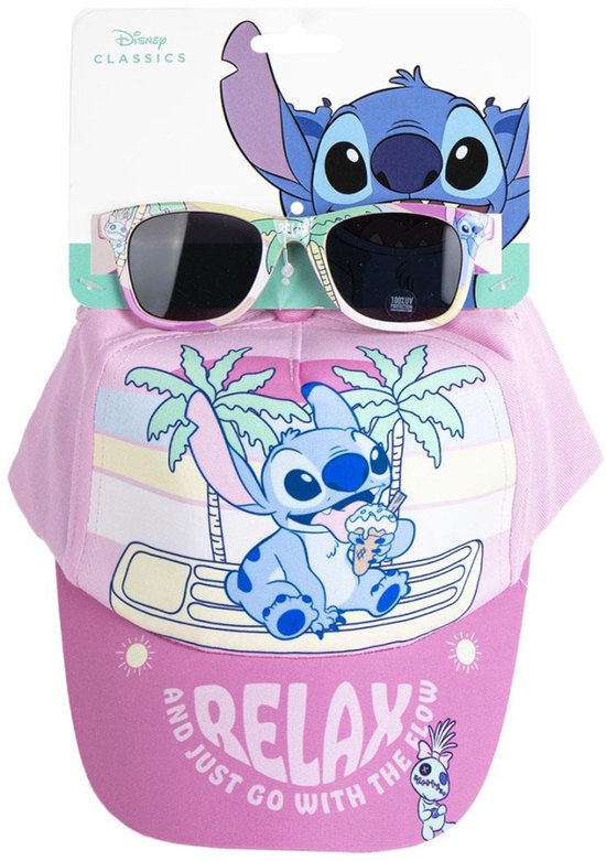 Disney Stitch Pet en Zonnebril Set – Roze – UV400 Bescherming – Verstelbare Zomer Pet voor Meisjes en Jongens