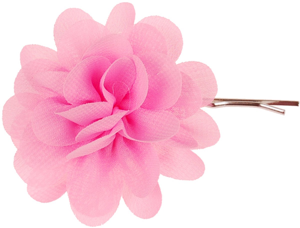 Schuifspeldje Bloem Roze Chiffonstof - 5,5cm