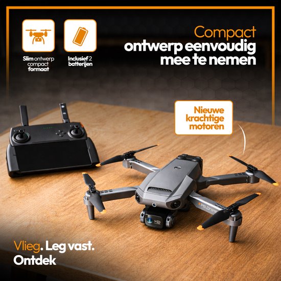 SefSay P8 Drone Zwart - Drone met dubbele camera - Obstakel ontwijking - Drones - drone voor kinderen - Drones met camera voor volwassenen - Inclusief opbergtas en 2 accu's